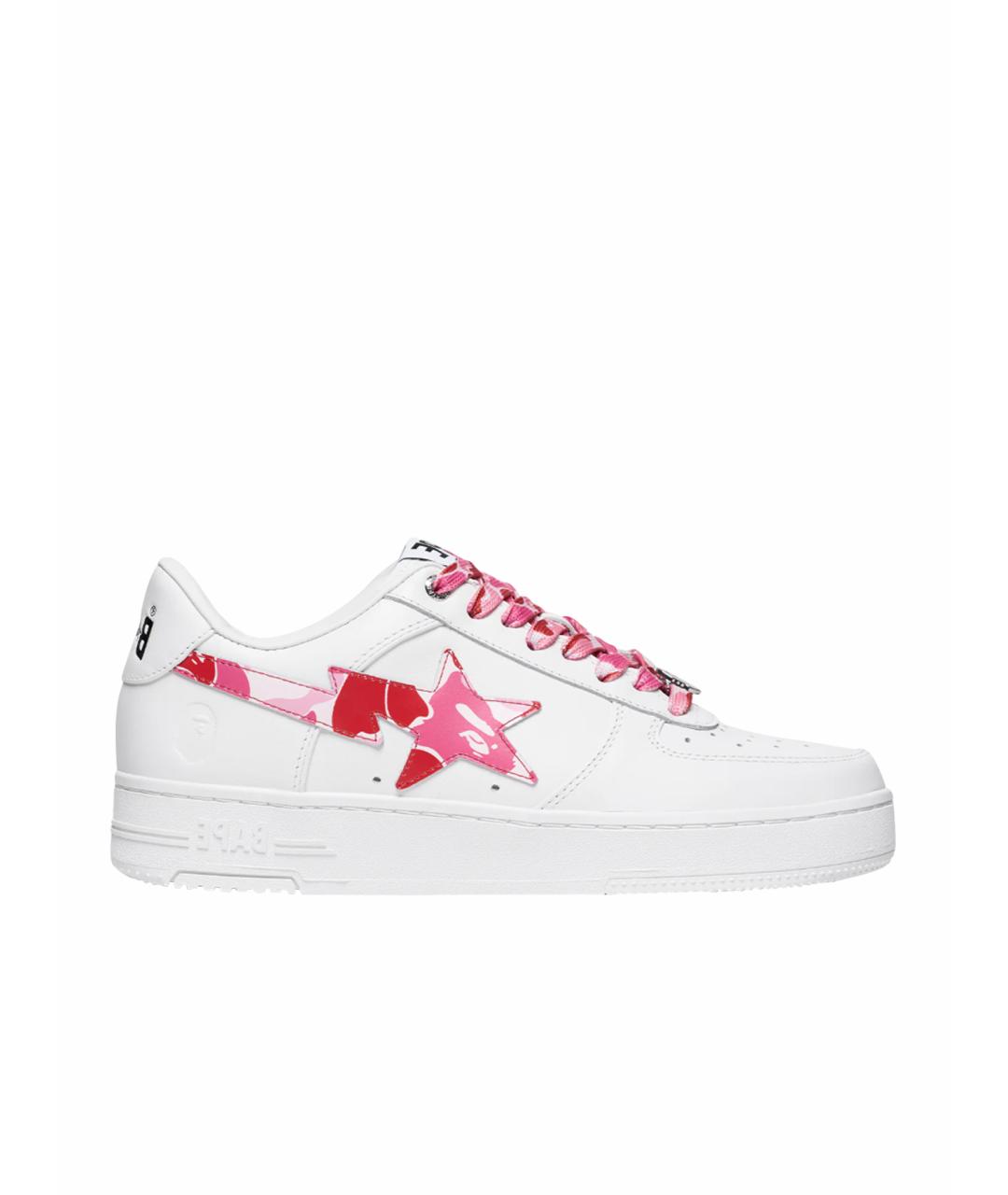 BAPE Белые кожаные низкие кроссовки / кеды, фото 1