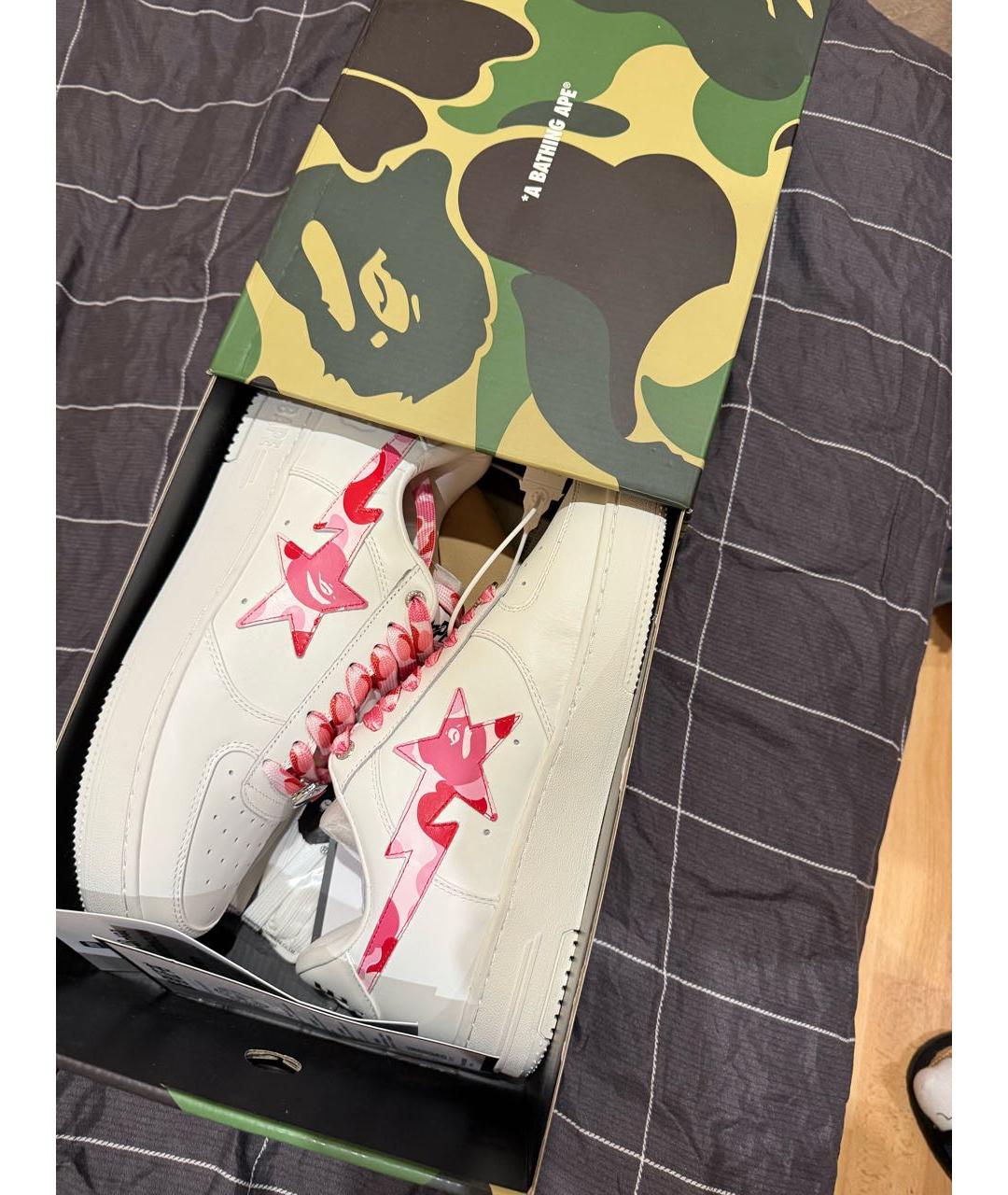 BAPE Белые кожаные низкие кроссовки / кеды, фото 5