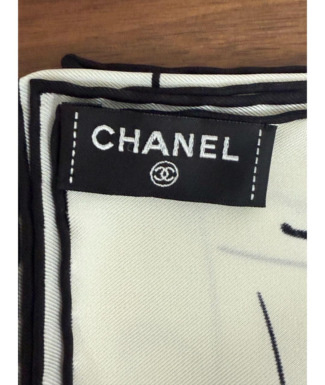 CHANEL Серый шелковый платок, фото 4