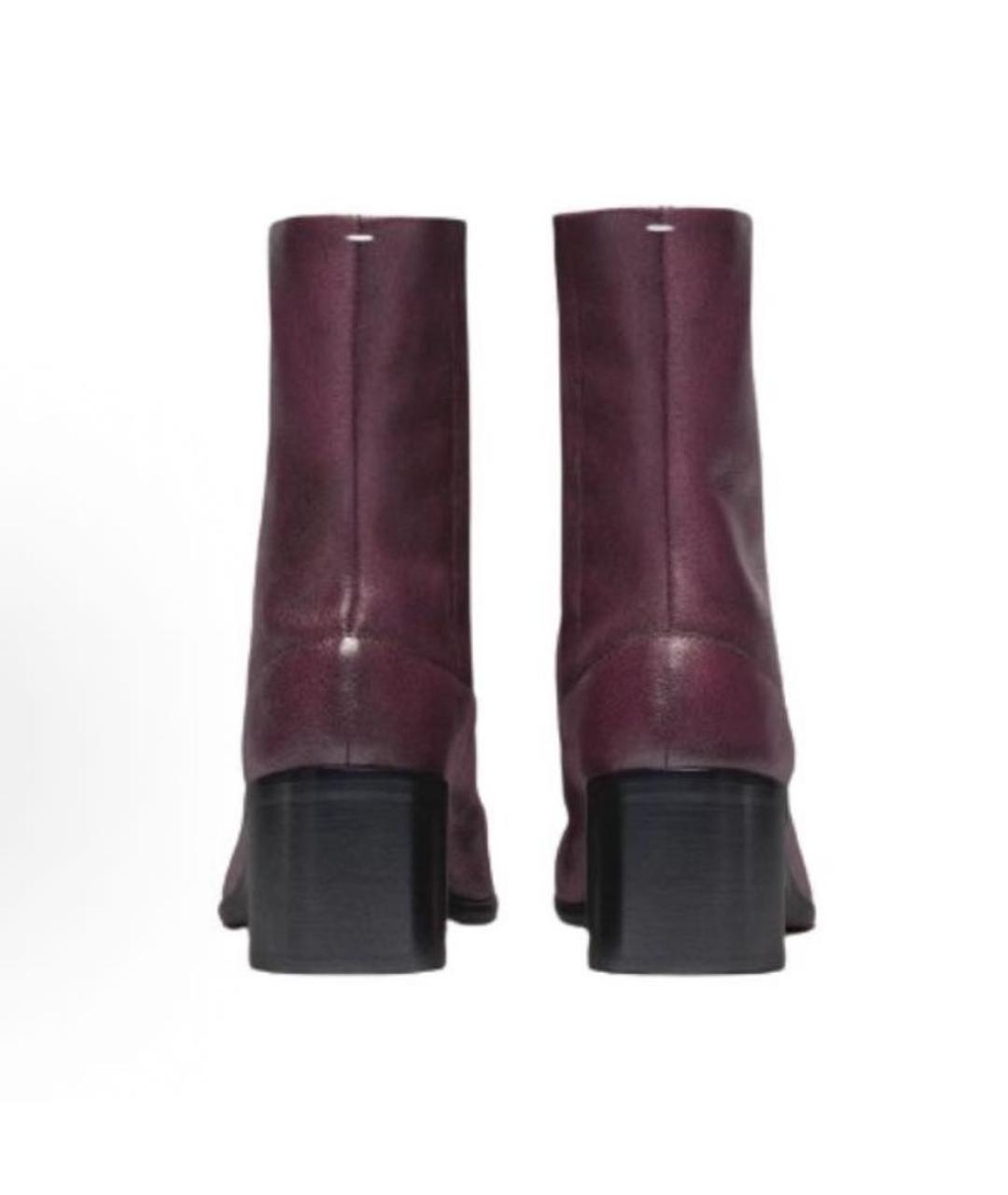 MAISON MARGIELA Бордовые кожаные ботильоны, фото 5