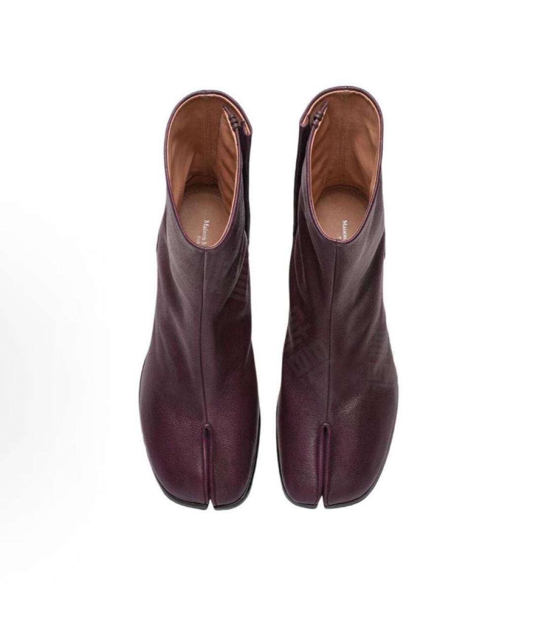 MAISON MARGIELA Бордовые кожаные ботильоны, фото 4