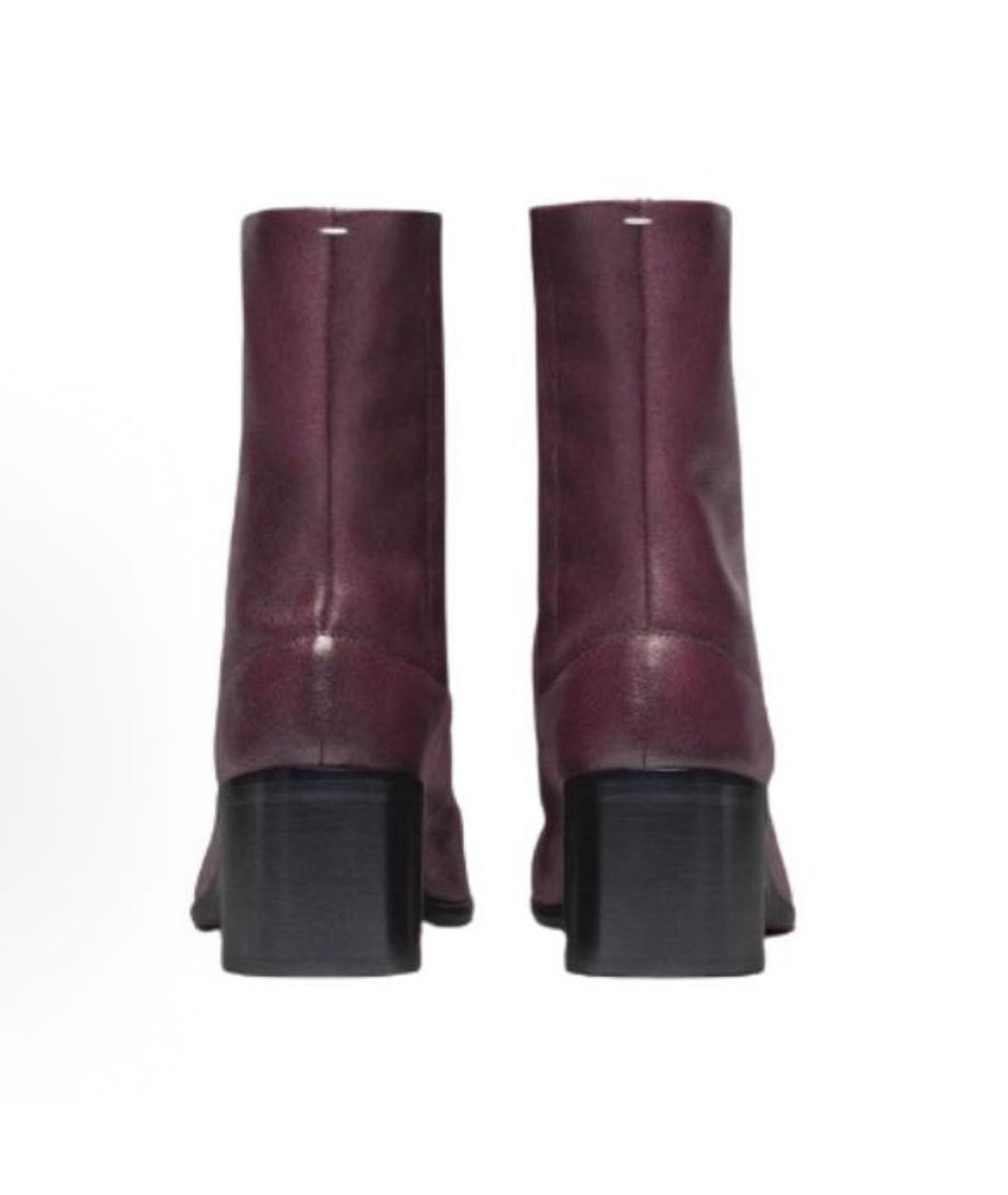 MAISON MARGIELA Бордовые кожаные ботильоны, фото 5