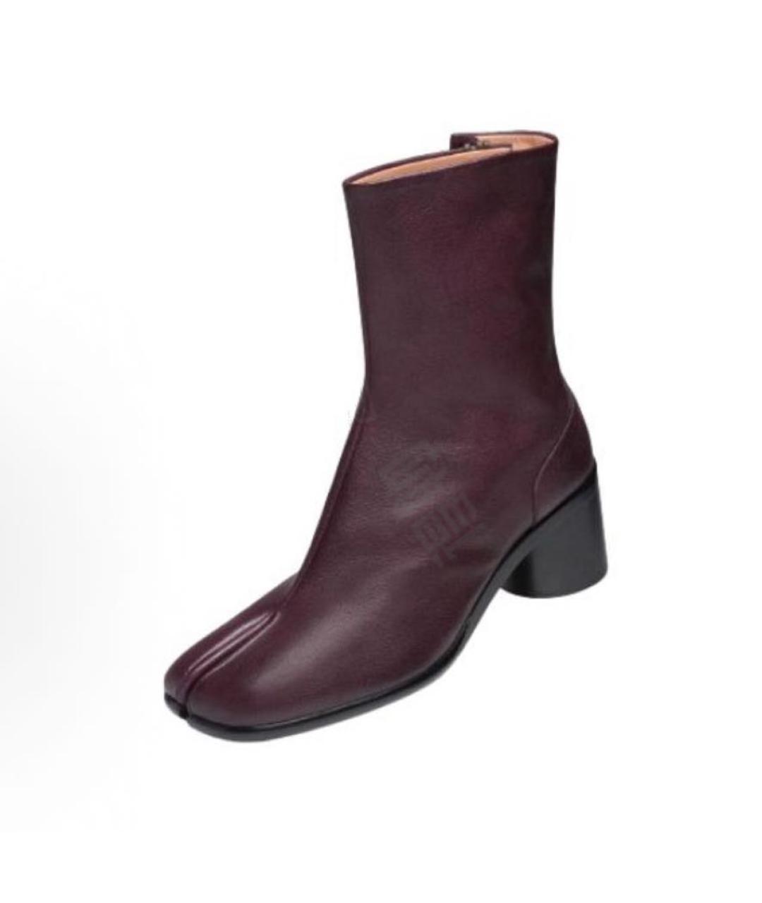 MAISON MARGIELA Бордовые кожаные ботильоны, фото 3