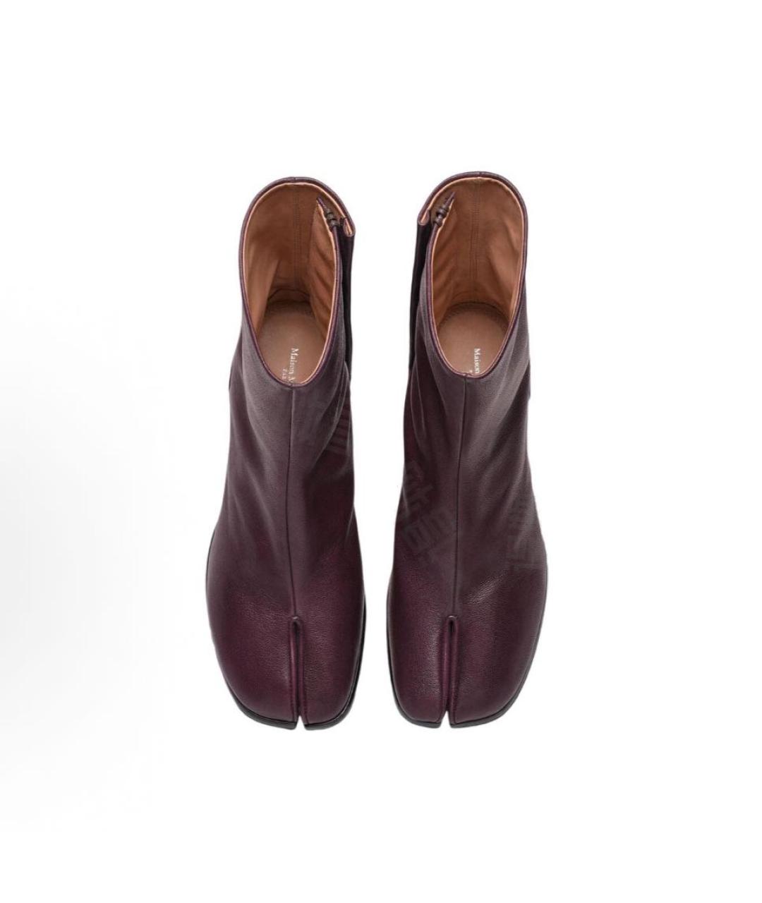 MAISON MARGIELA Бордовые кожаные ботильоны, фото 4
