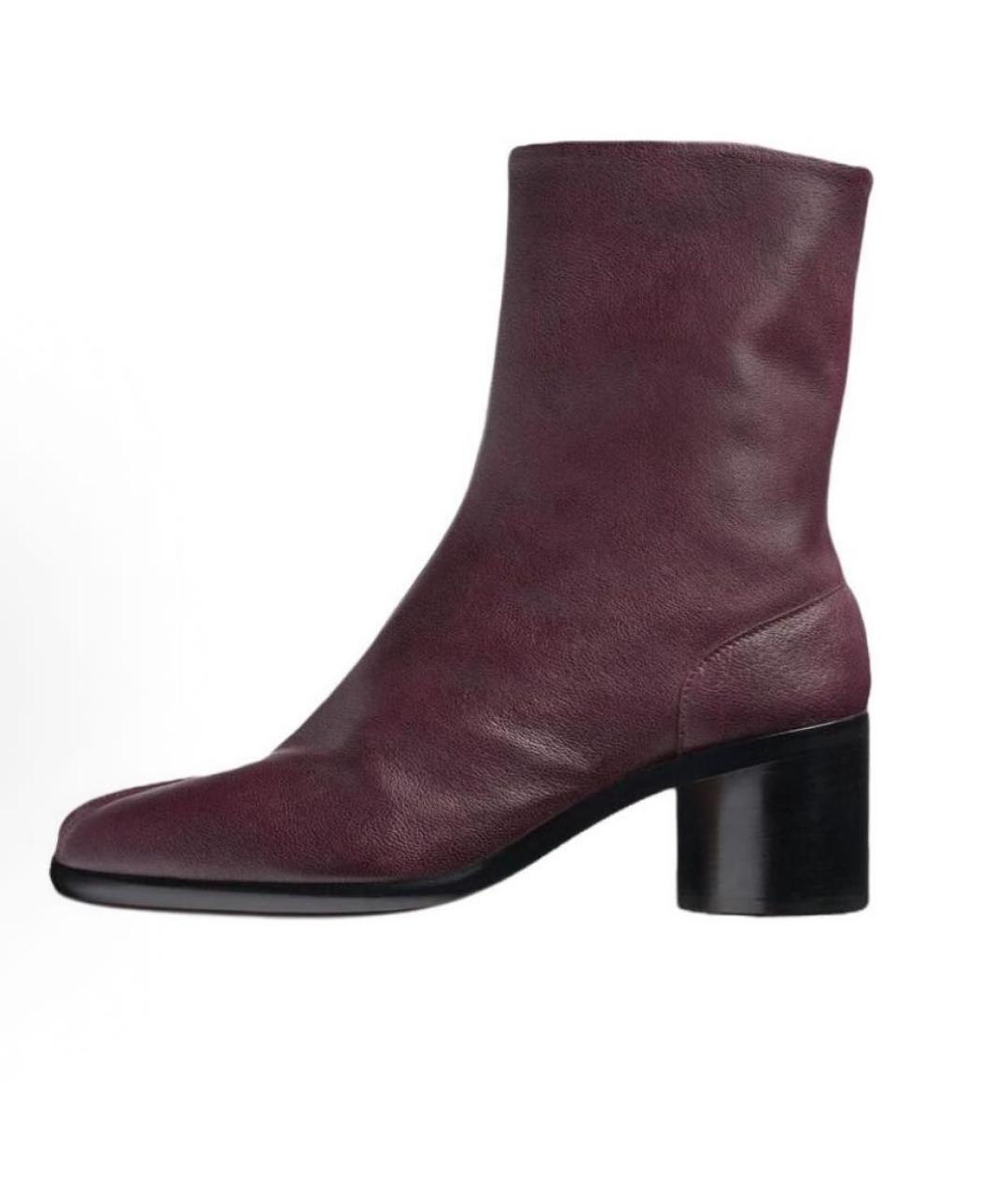 MAISON MARGIELA Бордовые кожаные ботильоны, фото 2