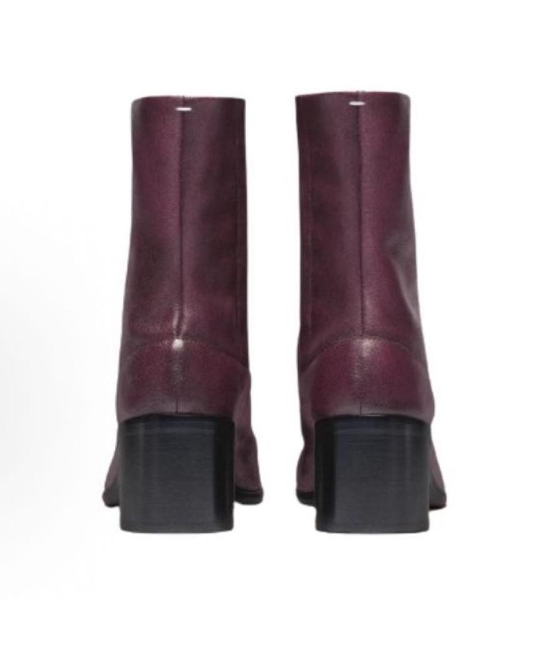 MAISON MARGIELA Бордовые кожаные ботильоны, фото 5