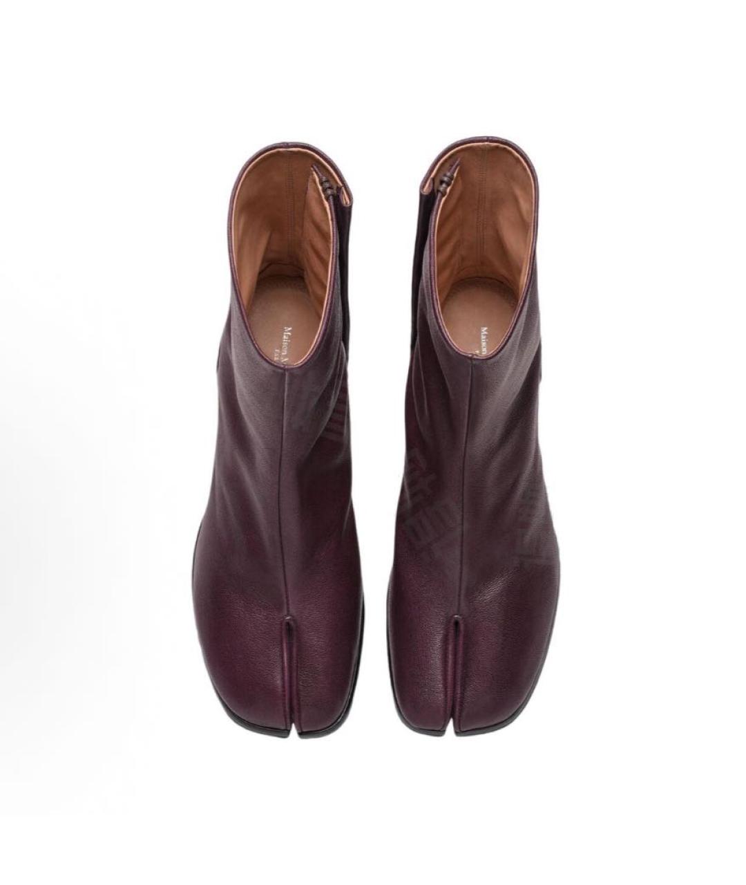MAISON MARGIELA Бордовые кожаные ботильоны, фото 4