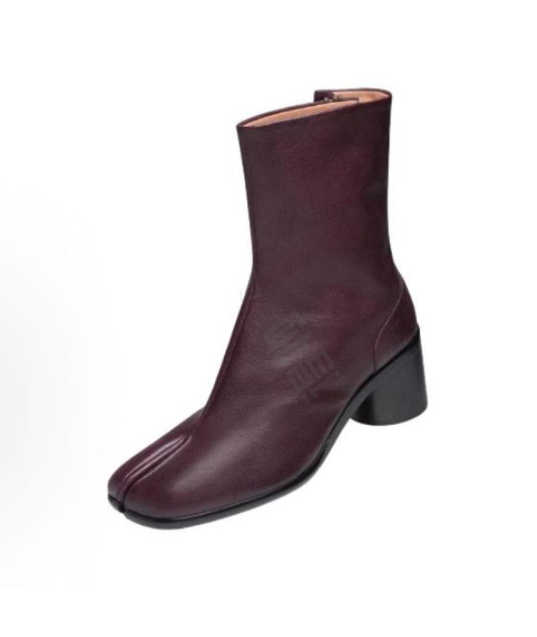MAISON MARGIELA Бордовые кожаные ботильоны, фото 3