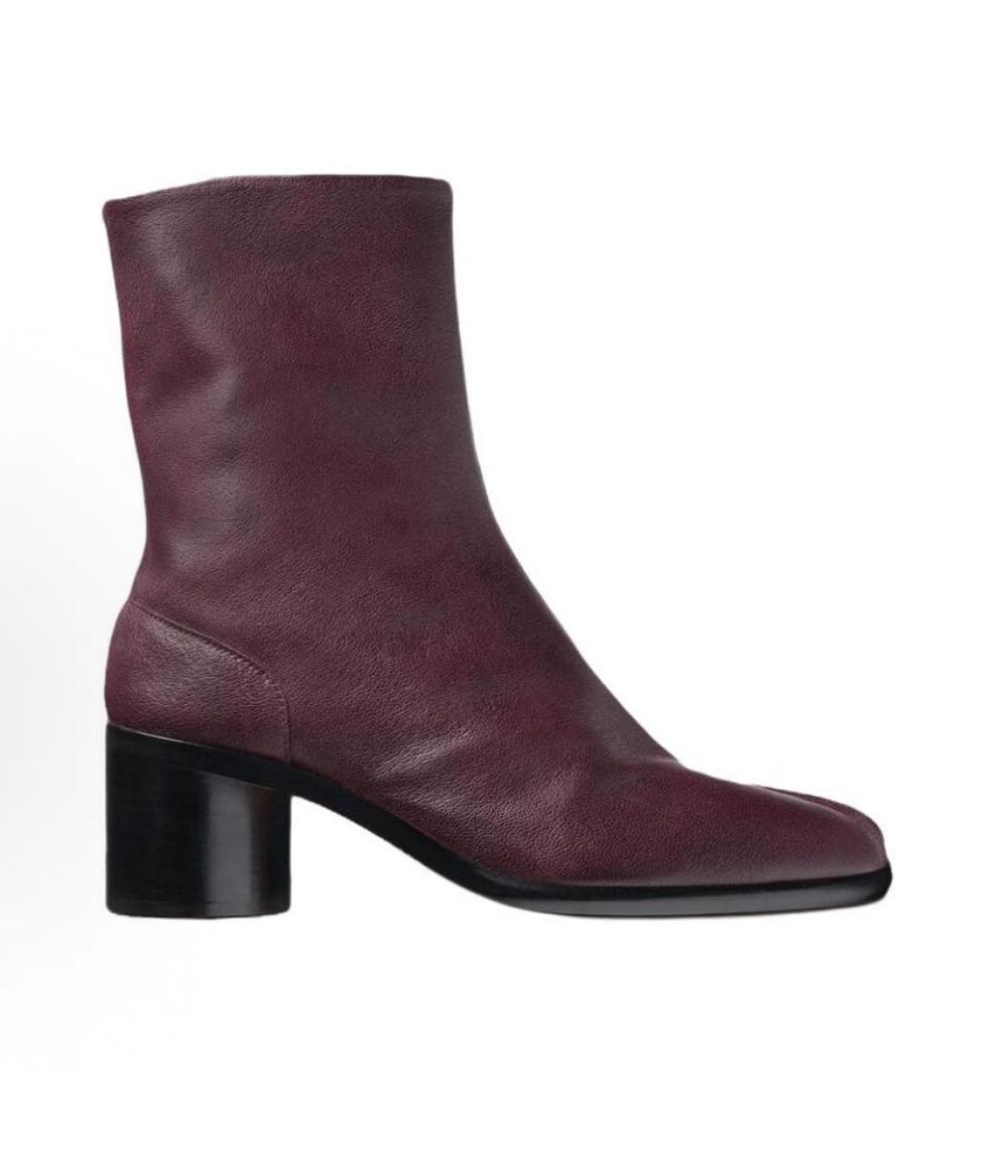 MAISON MARGIELA Бордовые кожаные ботильоны, фото 1