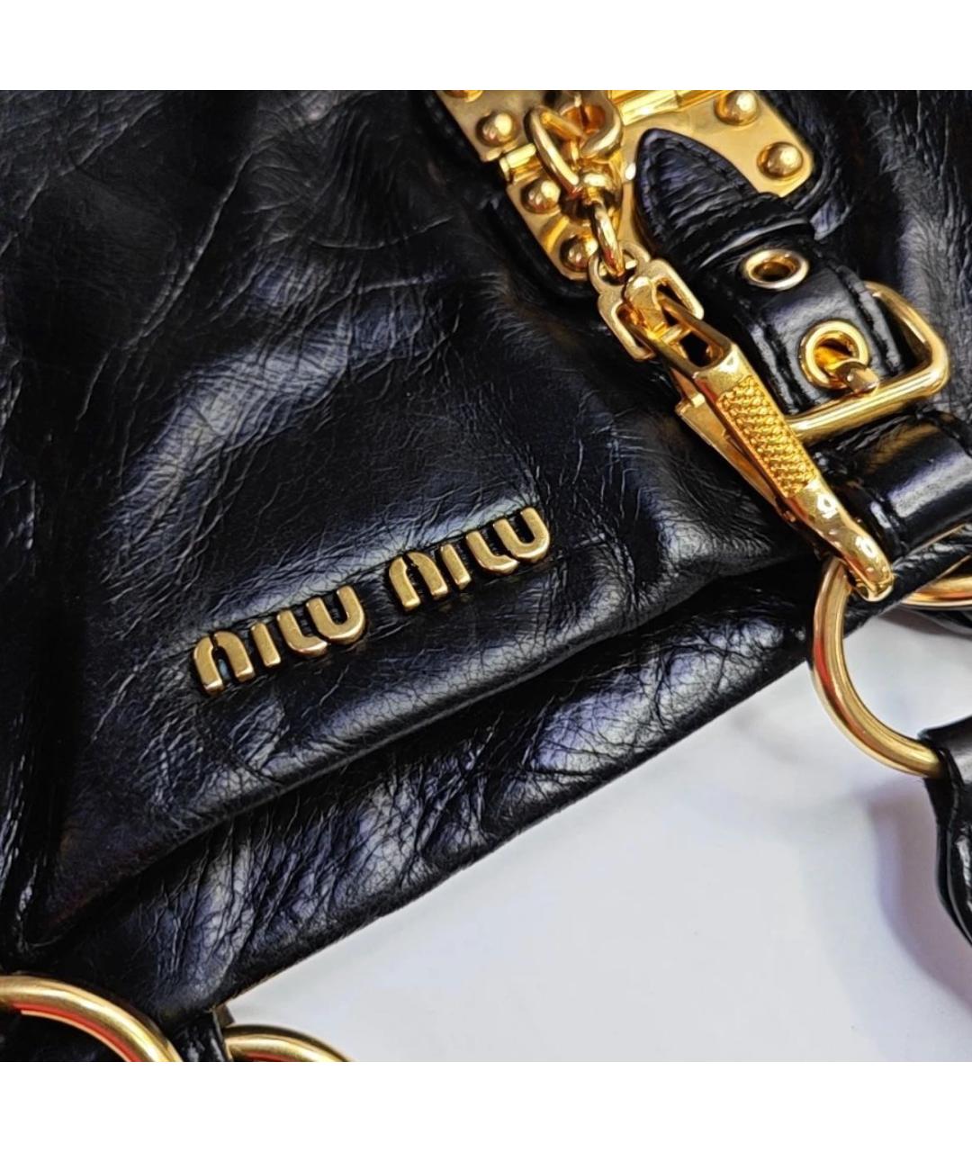 MIU MIU Черная кожаная сумка тоут, фото 8