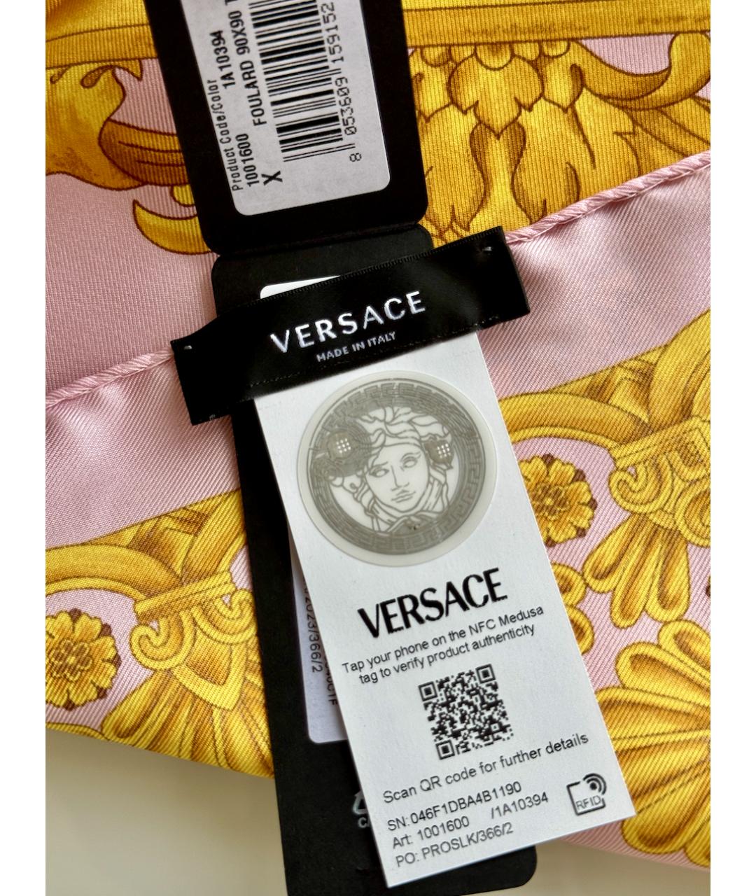 VERSACE Розовый шелковый платок, фото 2