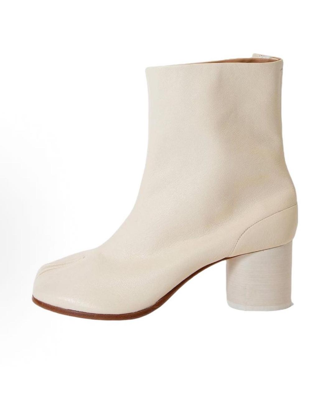 MAISON MARGIELA Бежевые кожаные ботильоны, фото 2