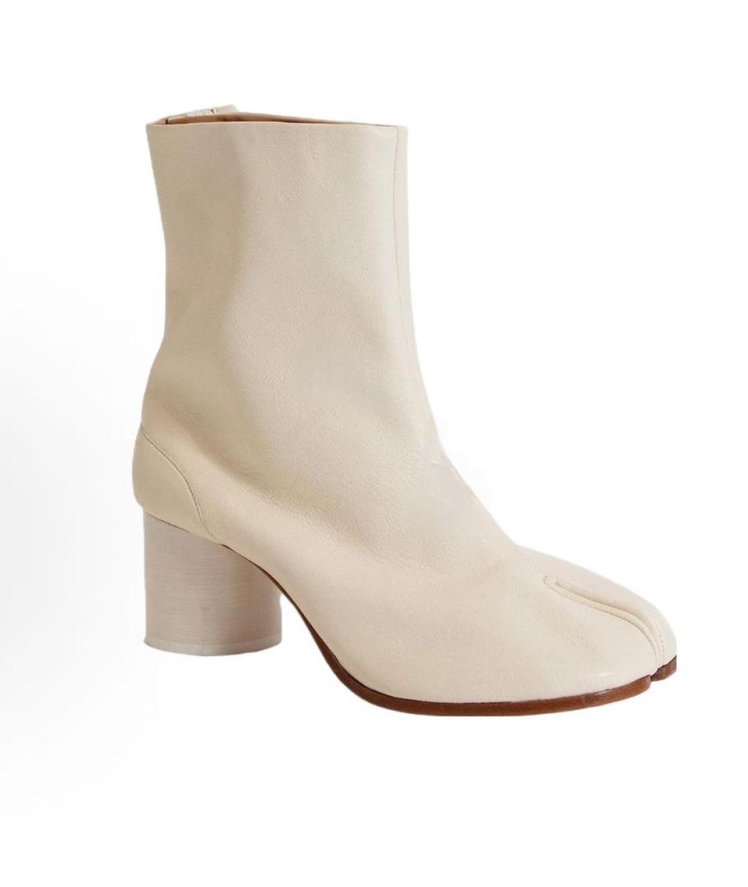 MAISON MARGIELA Бежевые кожаные ботильоны, фото 3
