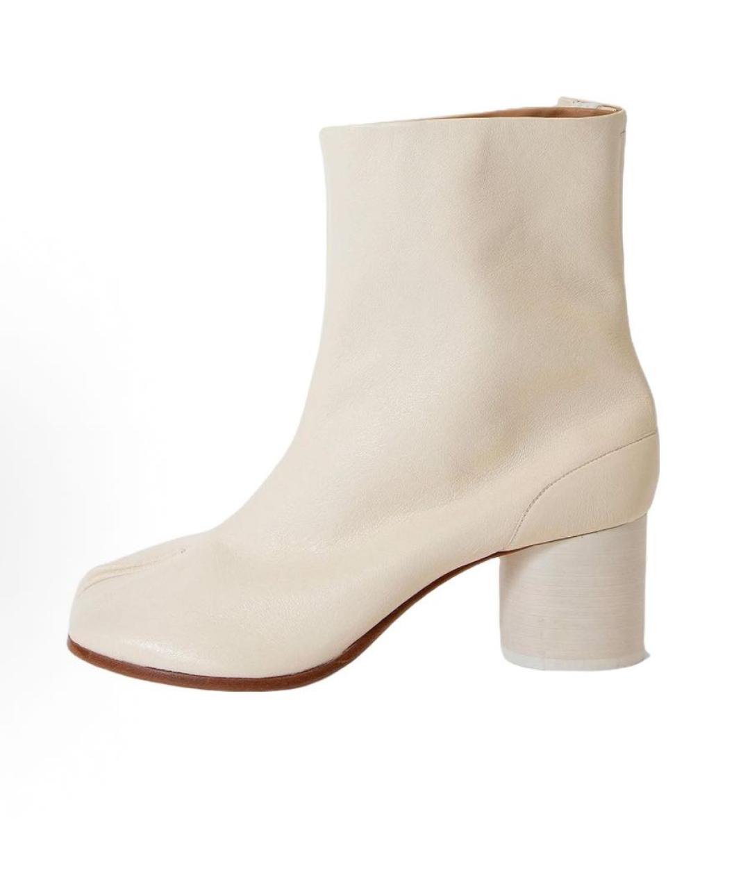 MAISON MARGIELA Бежевые кожаные ботильоны, фото 5