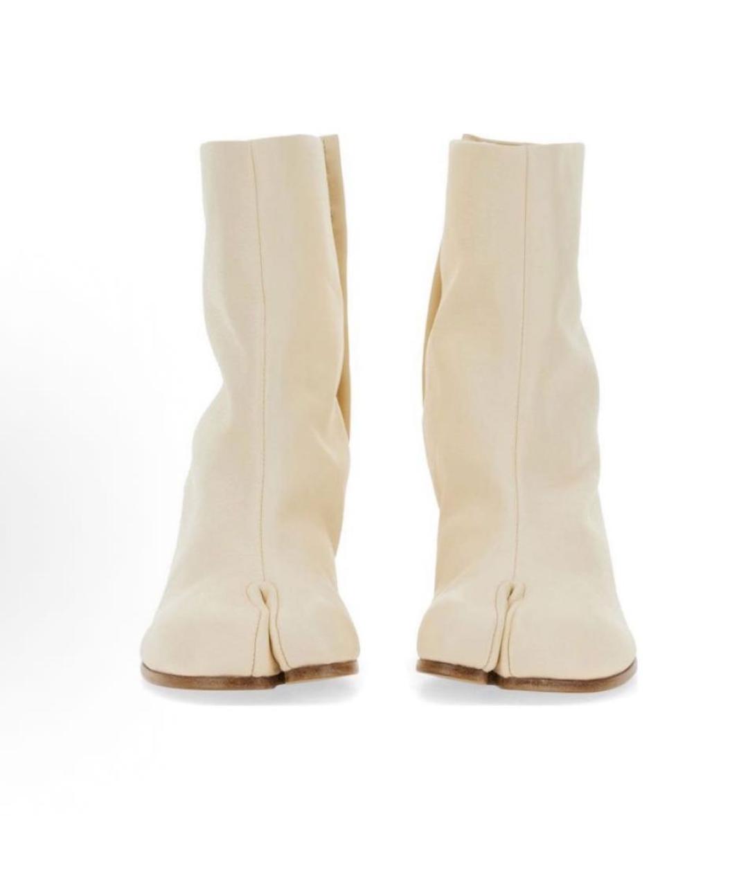 MAISON MARGIELA Бежевые кожаные ботильоны, фото 2
