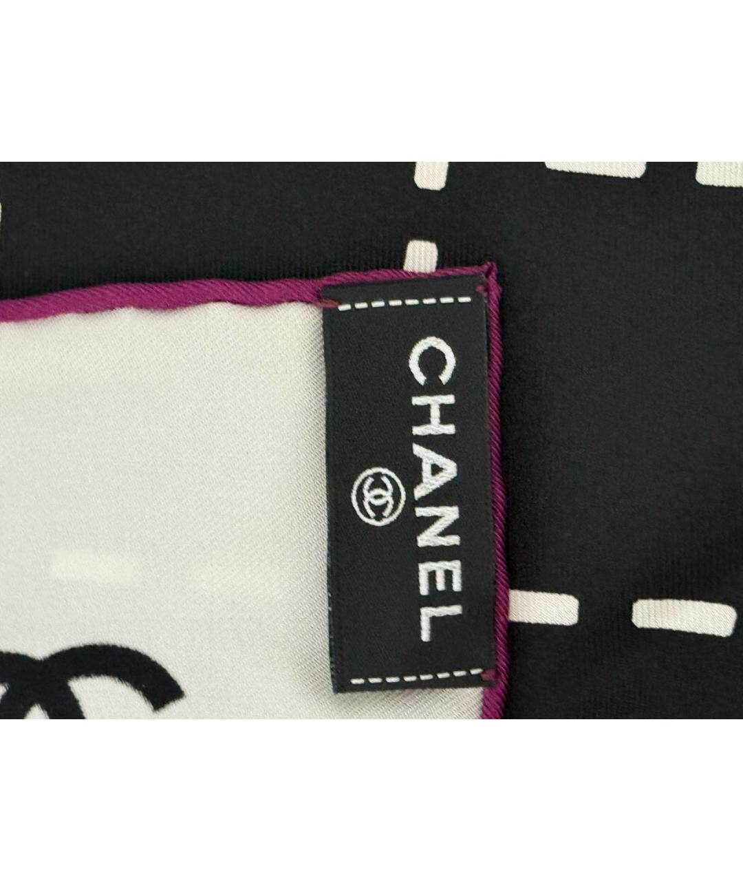 CHANEL Черный шелковый платок, фото 3