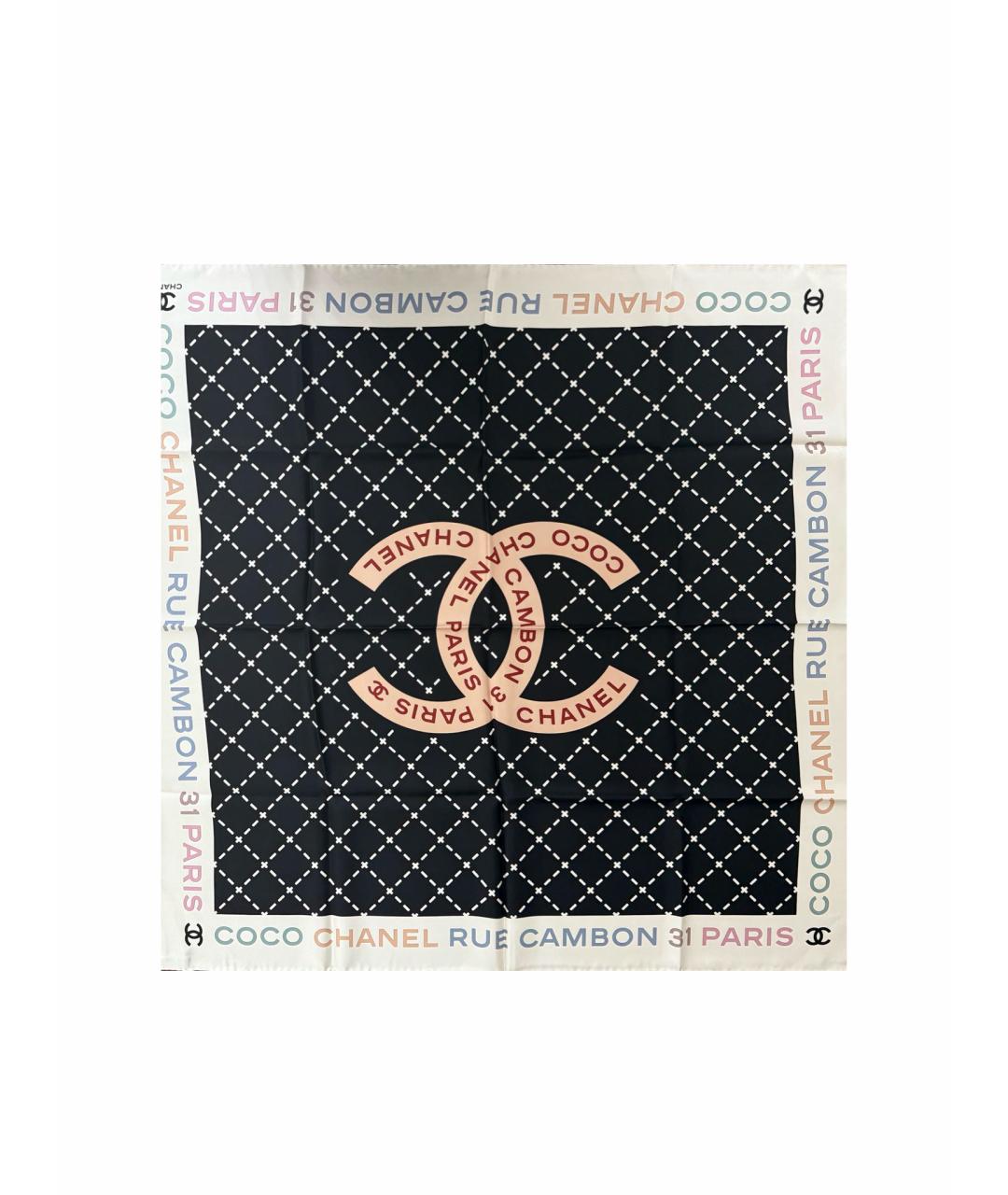 CHANEL Черный шелковый платок, фото 1