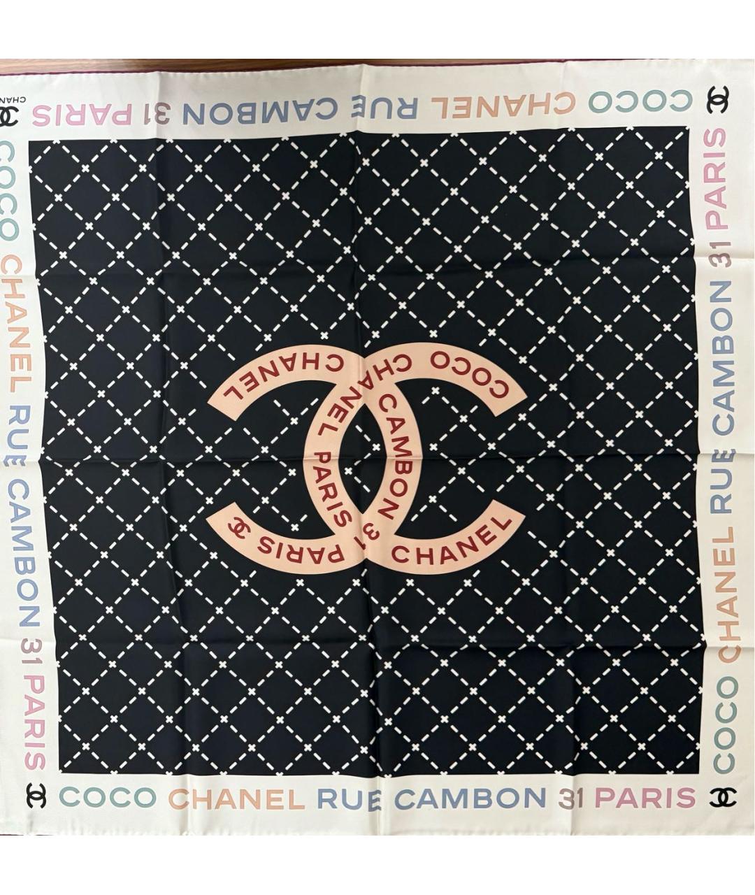 CHANEL Черный шелковый платок, фото 5