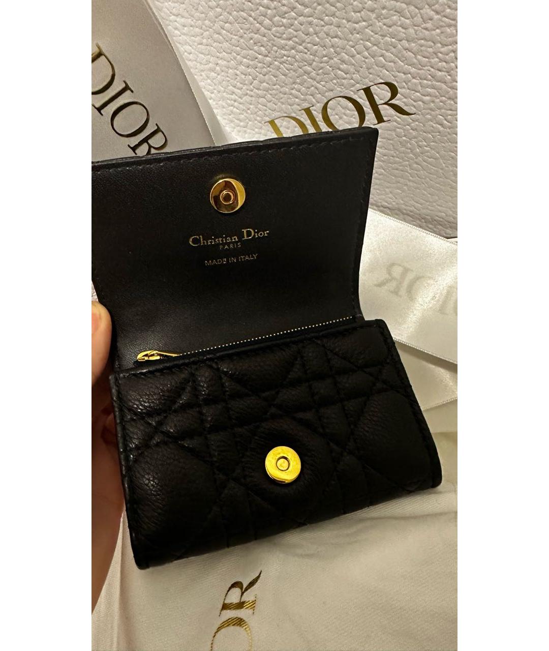 CHRISTIAN DIOR Черный кожаный кошелек, фото 5
