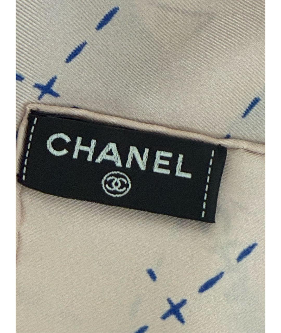 CHANEL Розовый шелковый платок, фото 3