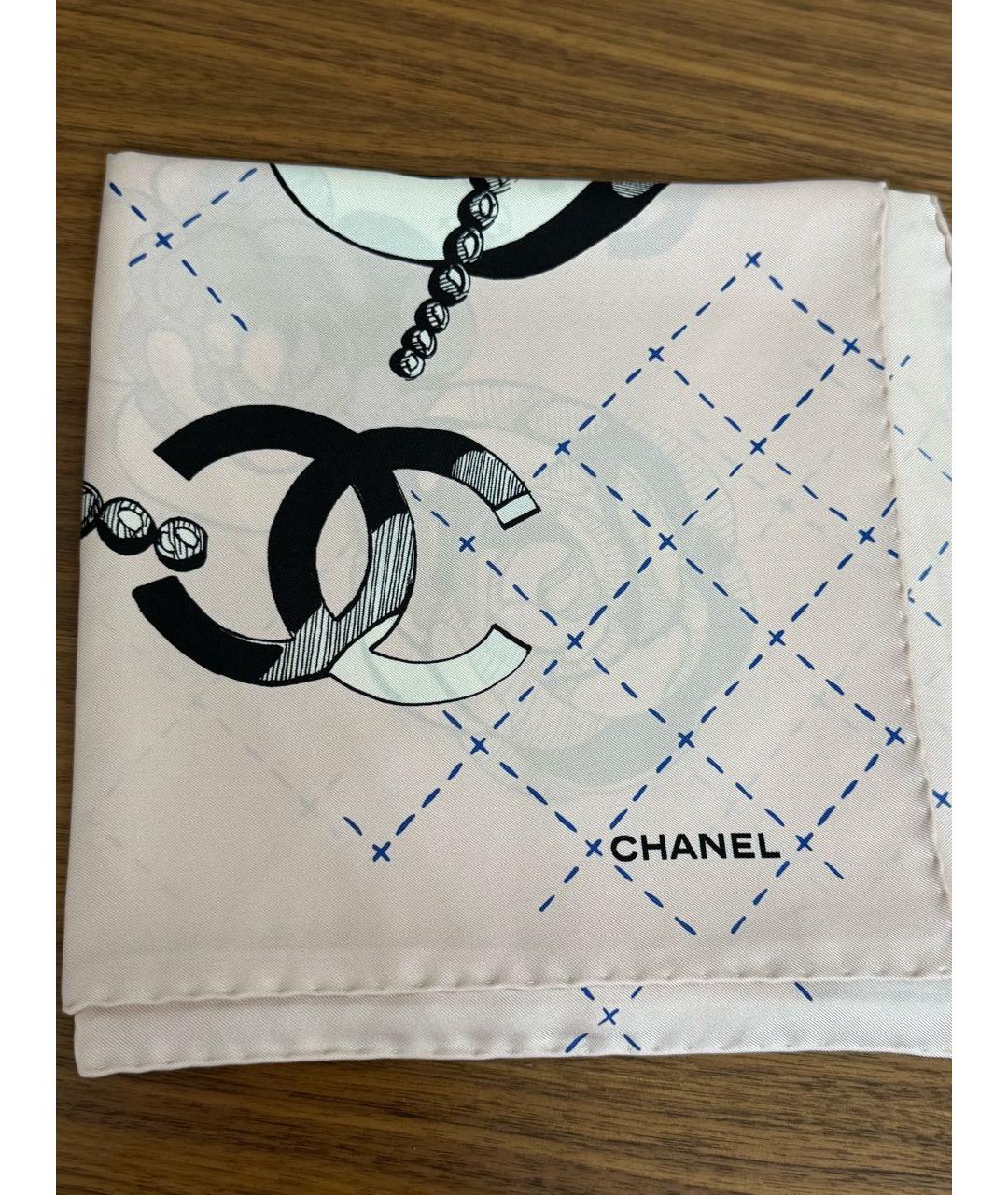 CHANEL Розовый шелковый платок, фото 4