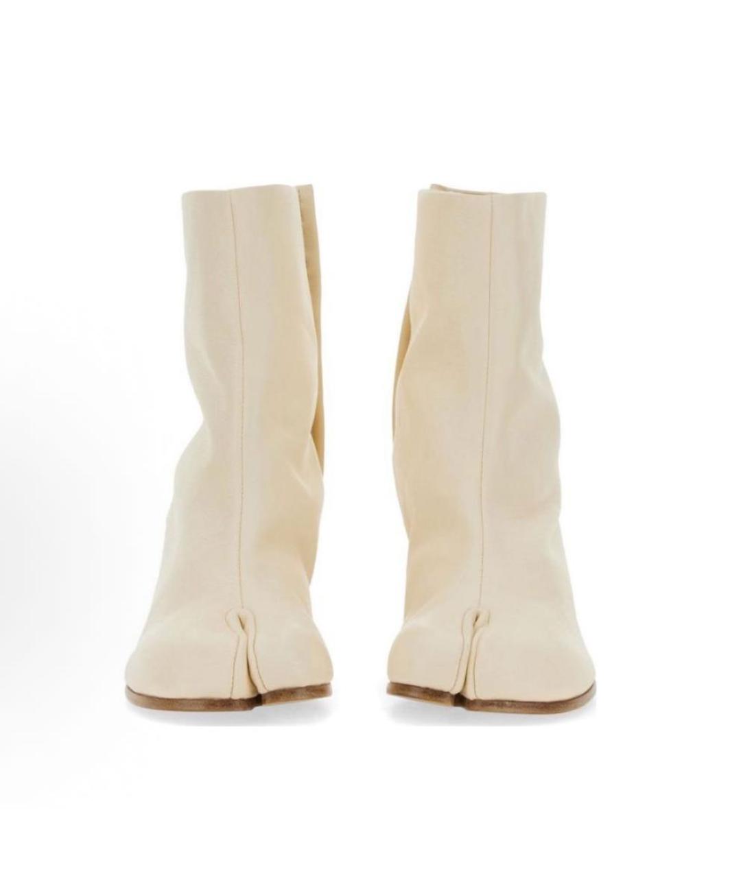 MAISON MARGIELA Бежевые кожаные ботильоны, фото 3