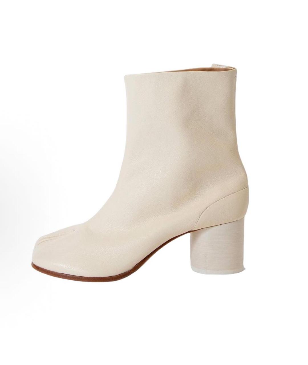 MAISON MARGIELA Бежевые кожаные ботильоны, фото 2