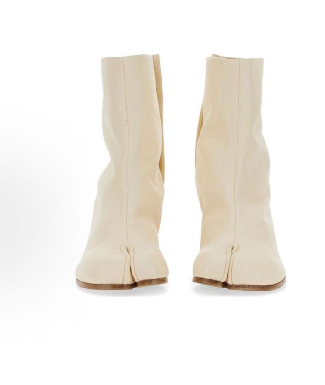 MAISON MARGIELA Бежевые кожаные ботильоны, фото 3