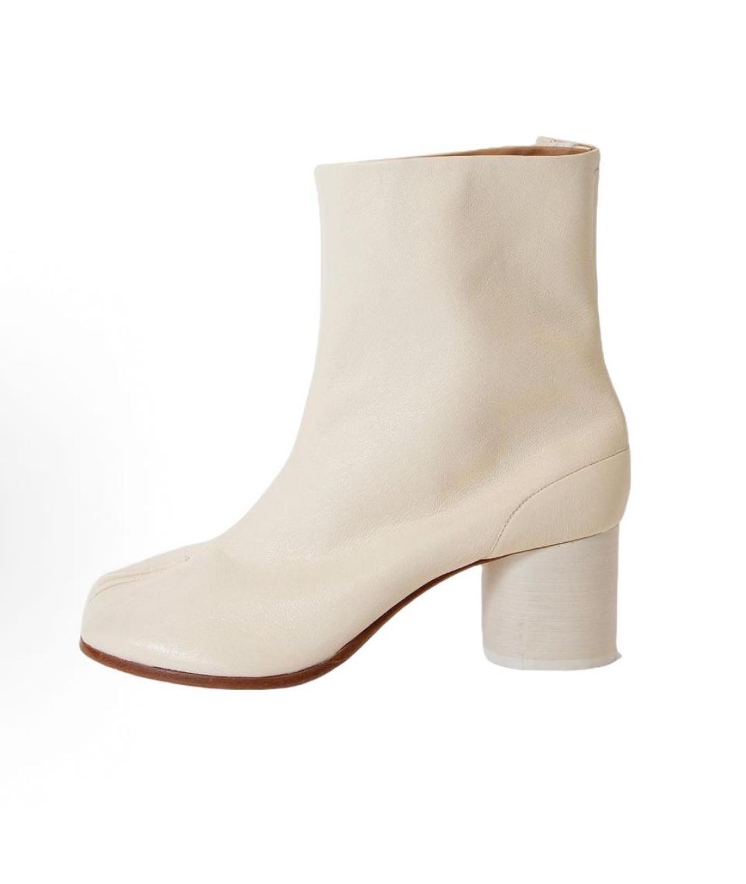 MAISON MARGIELA Бежевые кожаные ботильоны, фото 2