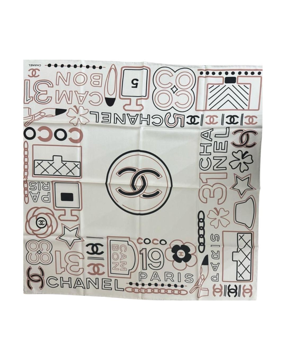 CHANEL Бежевый шелковый платок, фото 1