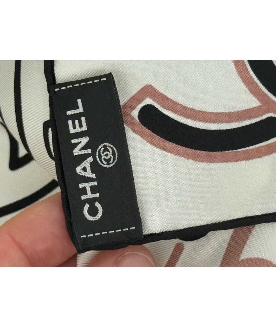 CHANEL Бежевый шелковый платок, фото 3
