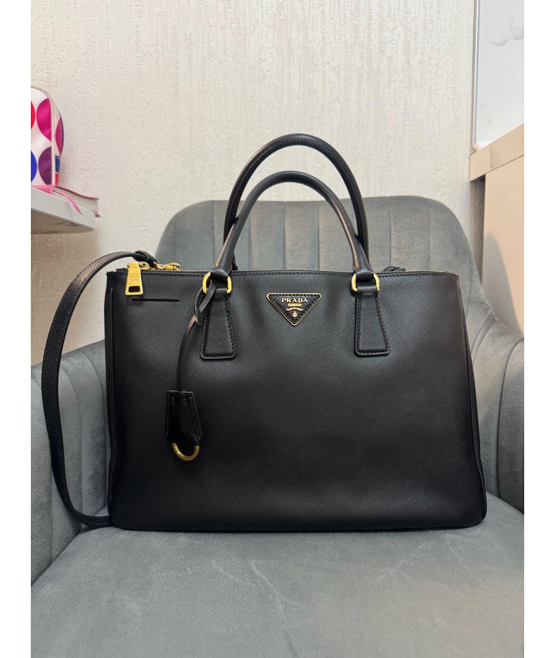 PRADA Черная кожаная сумка тоут, фото 8