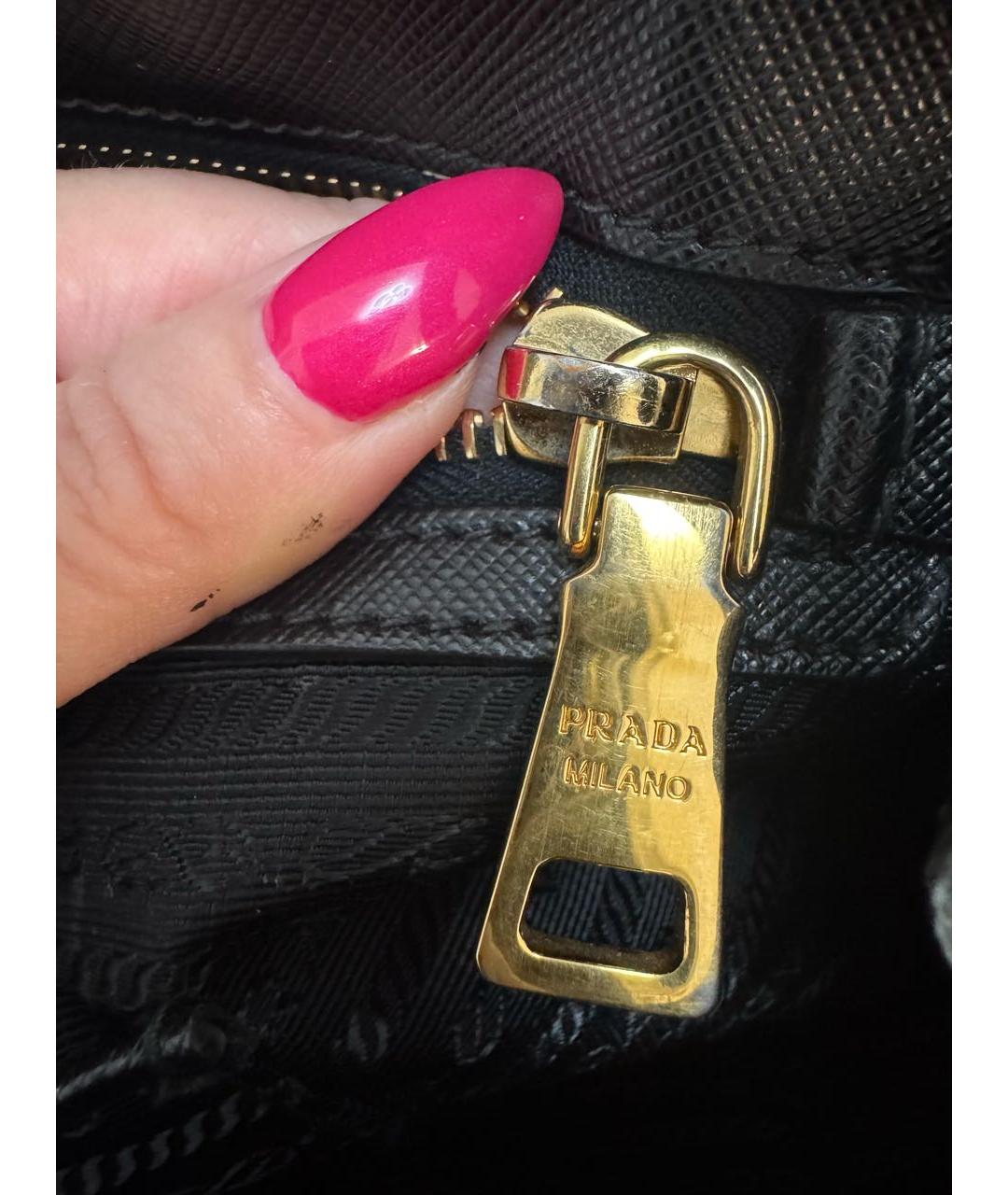 PRADA Черная кожаная сумка тоут, фото 6