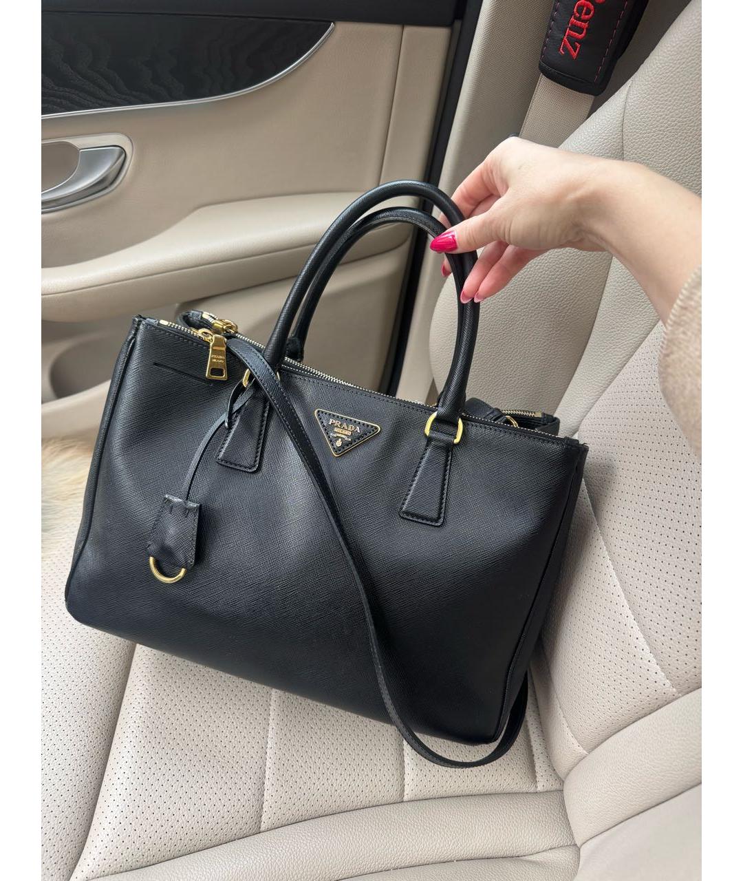 PRADA Черная кожаная сумка тоут, фото 2