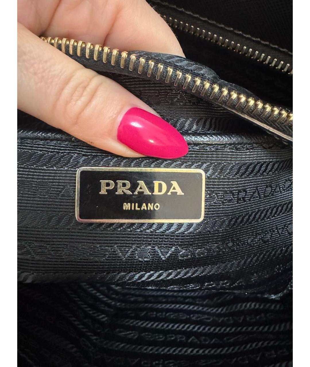 PRADA Черная кожаная сумка тоут, фото 5