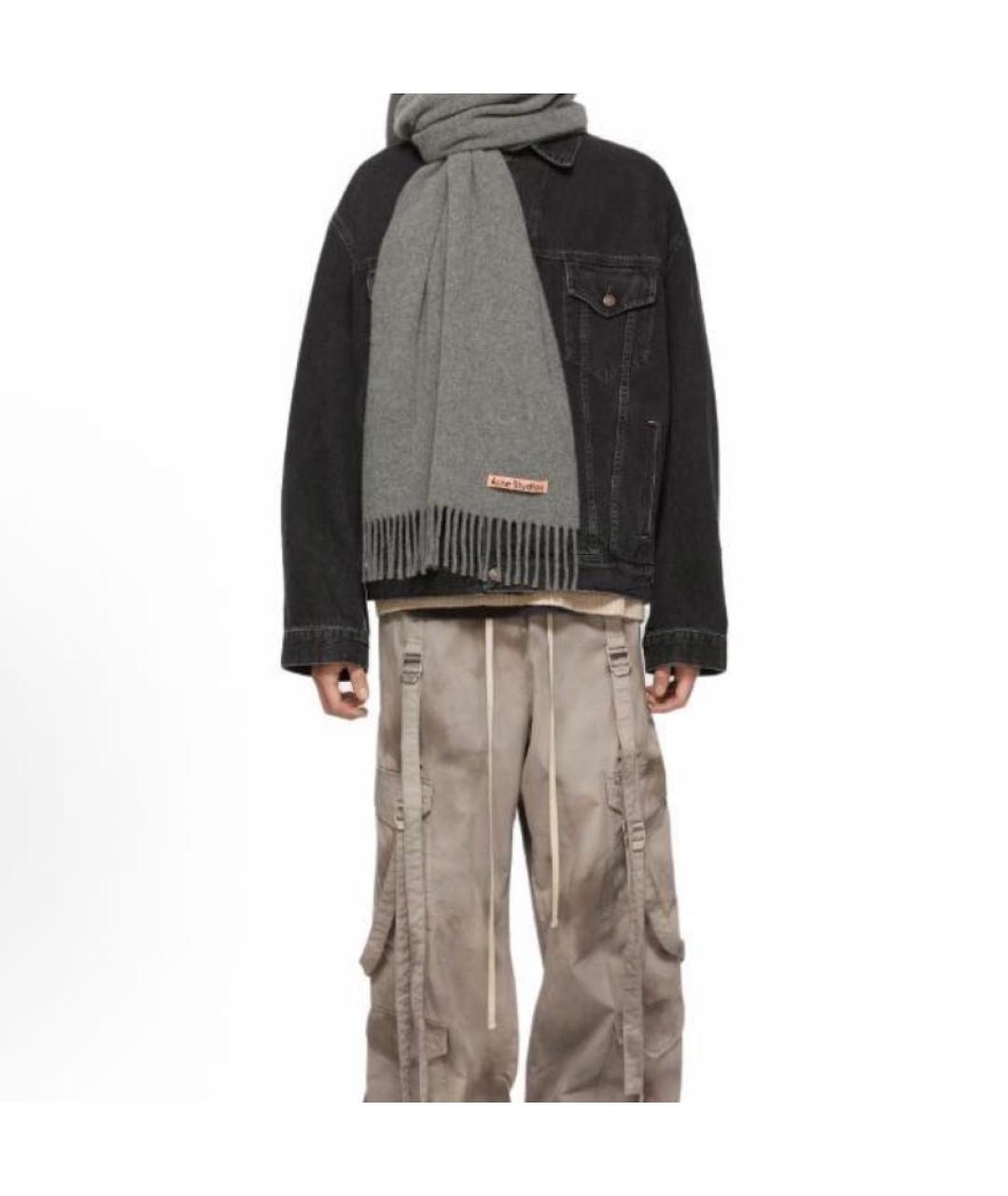 ACNE STUDIOS Антрацитовый шерстяной шарф, фото 3