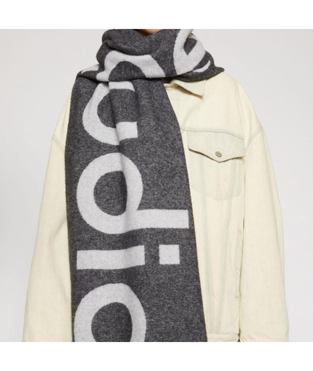 ACNE STUDIOS Серый шерстяной шарф, фото 3