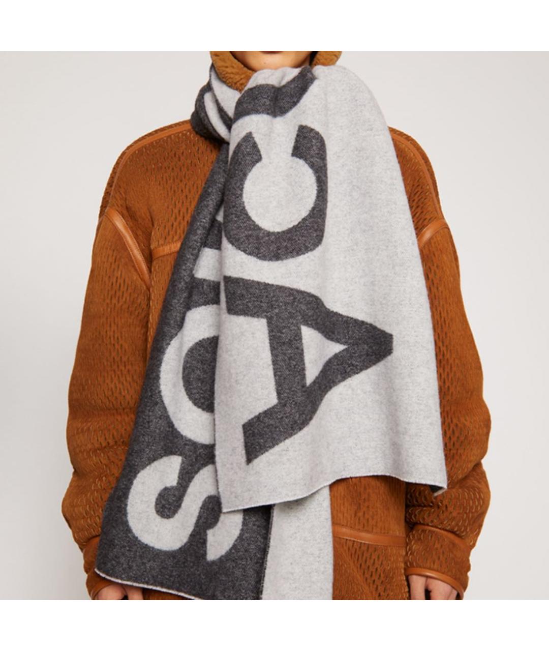 ACNE STUDIOS Серый шерстяной шарф, фото 2