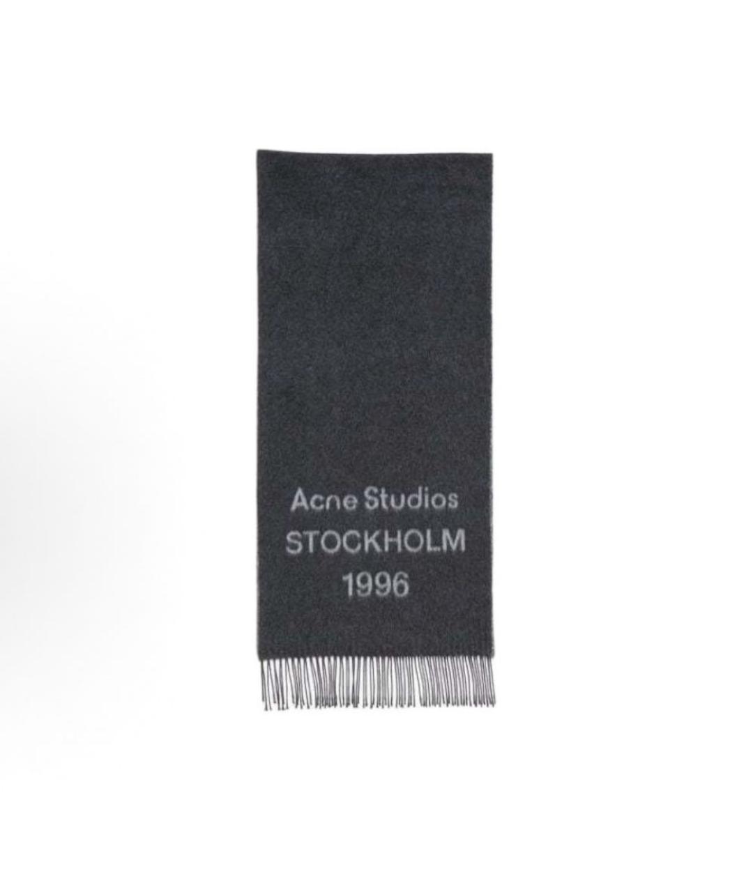 ACNE STUDIOS Антрацитовый шерстяной шарф, фото 3