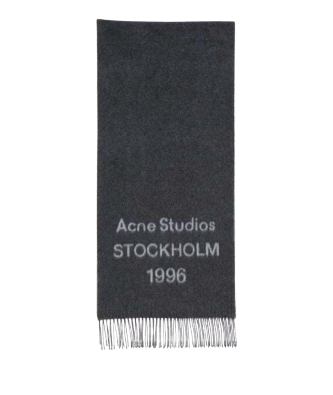 ACNE STUDIOS Антрацитовый шерстяной шарф, фото 1