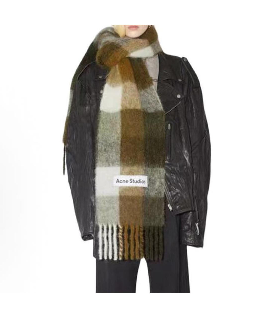 ACNE STUDIOS Хаки шерстяной шарф, фото 3