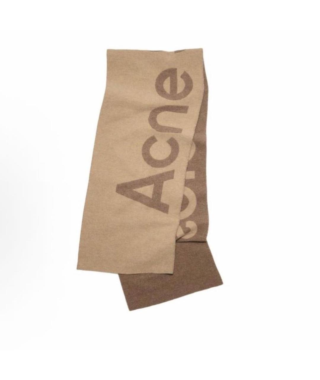 ACNE STUDIOS Бежевый шерстяной шарф, фото 2