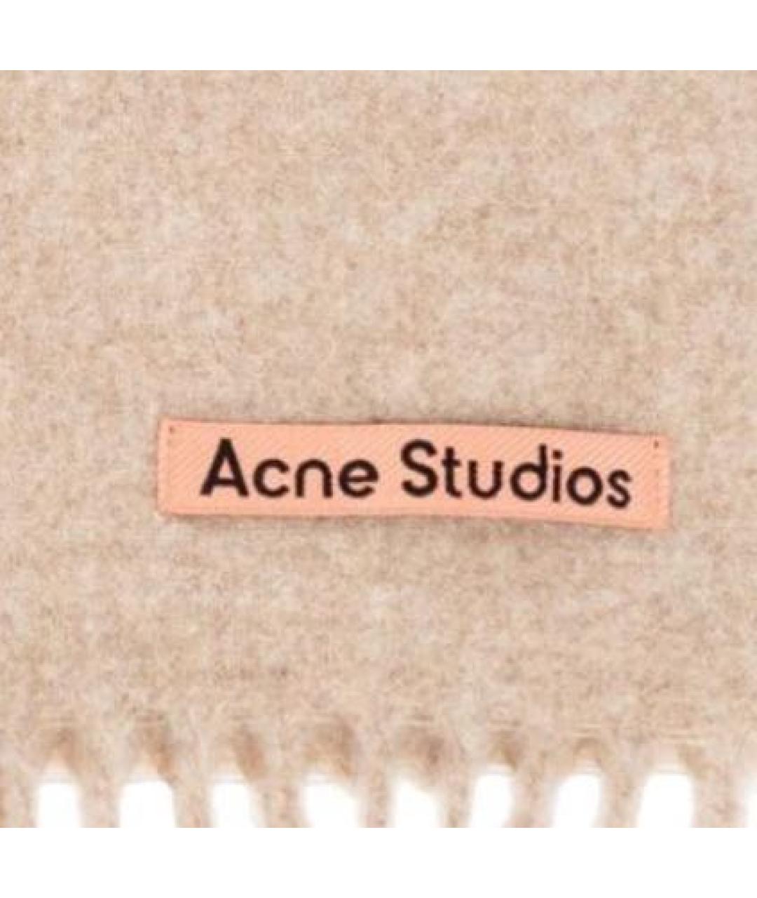 ACNE STUDIOS Бежевый шерстяной шарф, фото 4