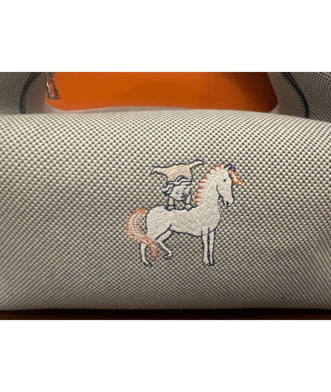 HERMES Бирюзовая тканевая косметичка, фото 4