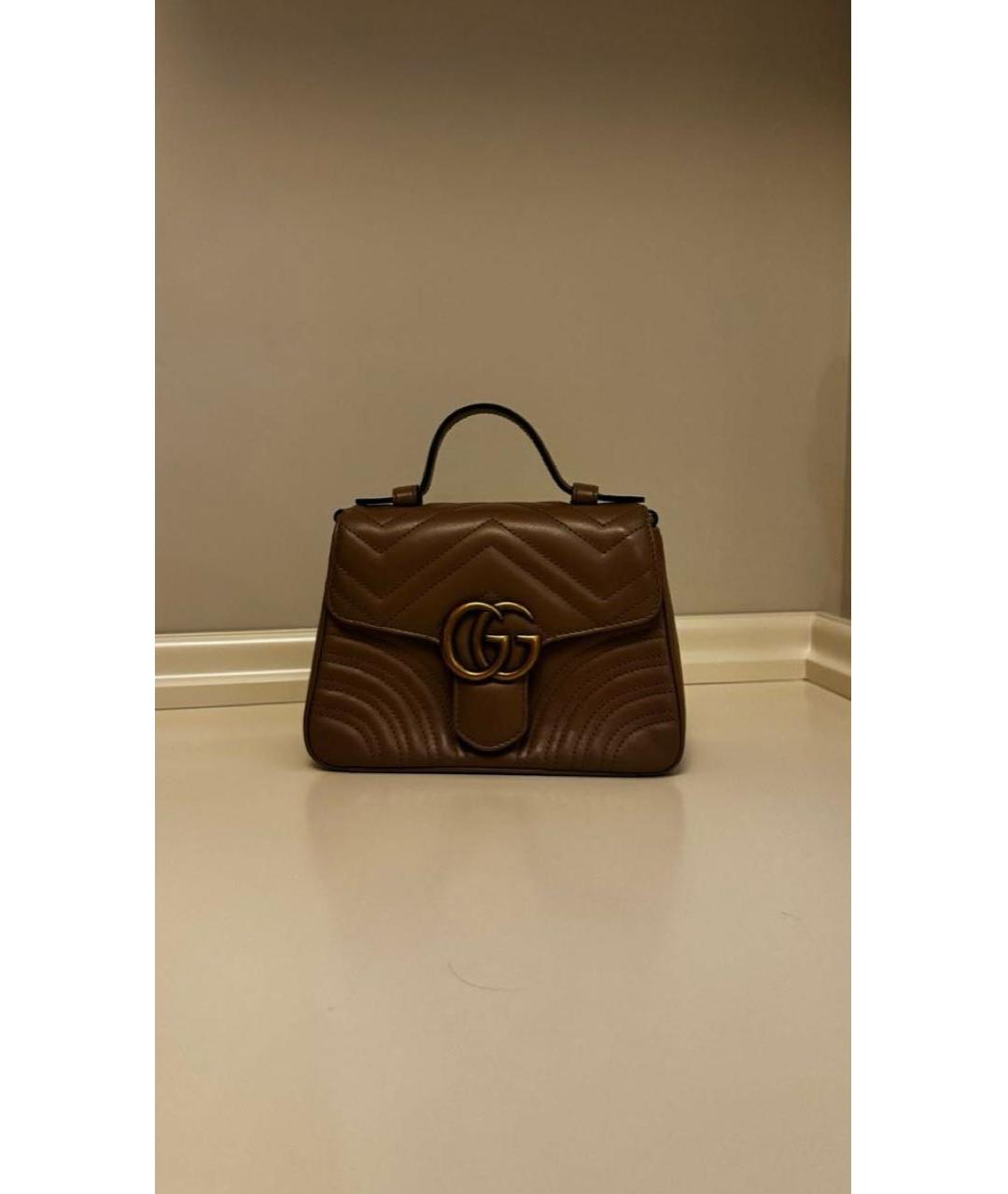 GUCCI Коричневая кожаная сумка с короткими ручками, фото 5