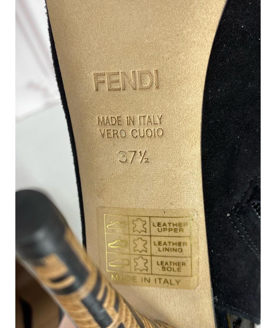 FENDI Черные кожаные ботильоны, фото 5