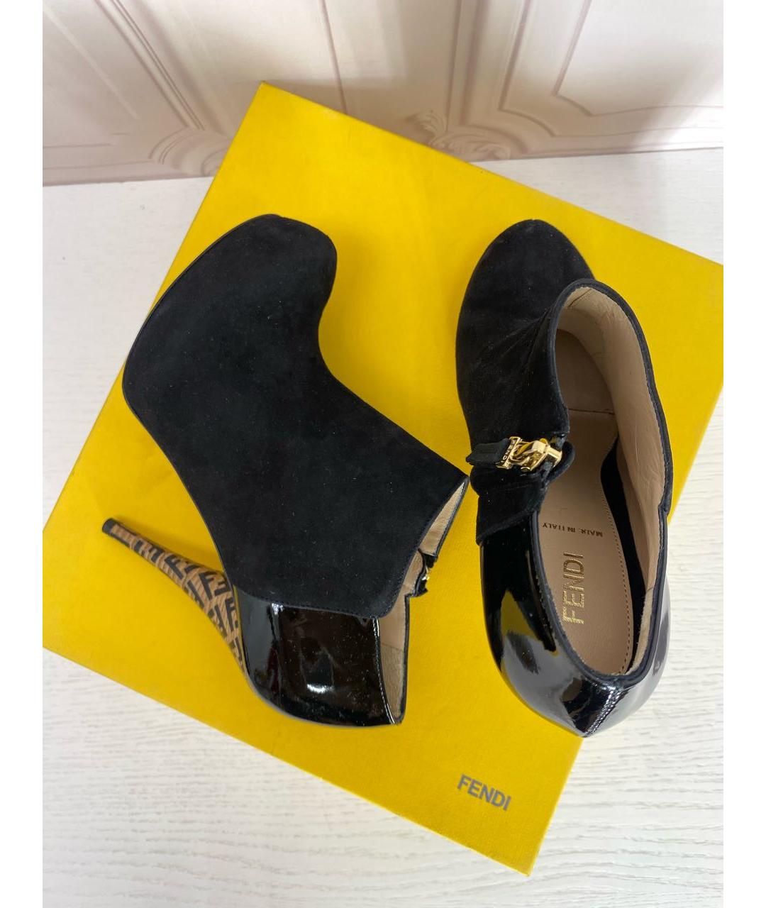 FENDI Черные кожаные ботильоны, фото 3