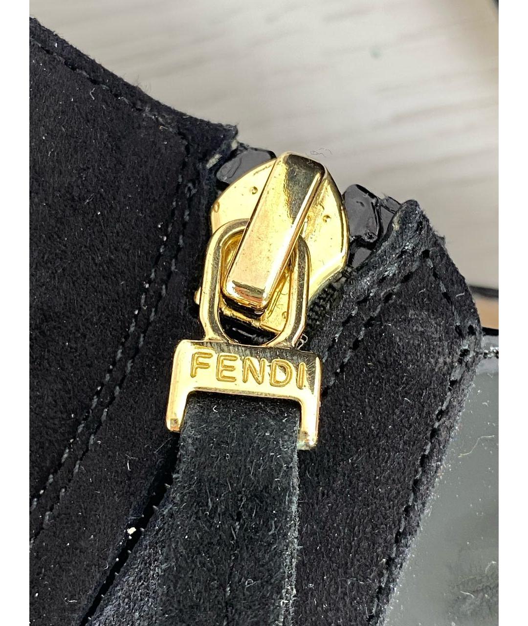 FENDI Черные кожаные ботильоны, фото 7