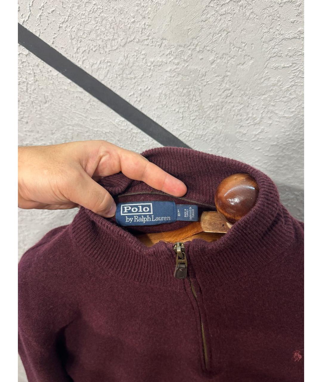 POLO RALPH LAUREN Бордовый шерстяной джемпер / свитер, фото 3