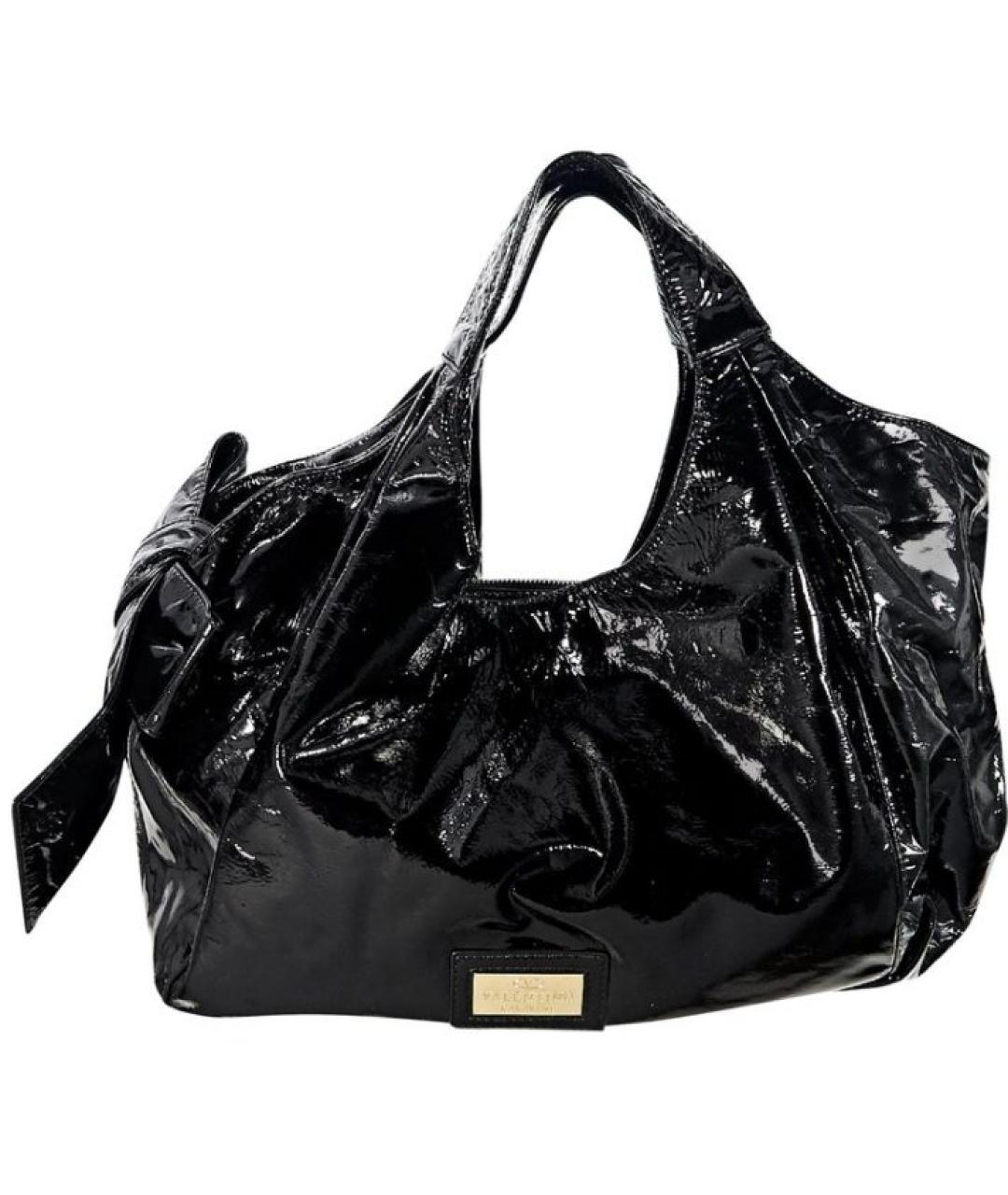 VALENTINO Черная сумка с короткими ручками из лакированной кожи, фото 2